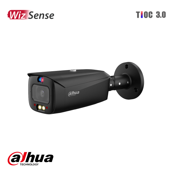 Dahua 4MP TiOC3.0 Smart Dual Light Active Deterrence Fixed-focal Bullet WizSense Camera 2.8mm Zwart